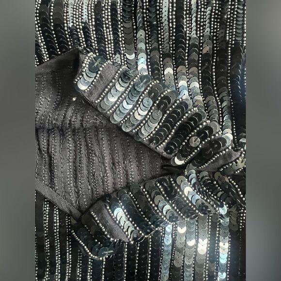 All Saints Mabli Hand Embellished Cocktail Dress Sz 0-6 Black Sequins - Picture 10 of 11